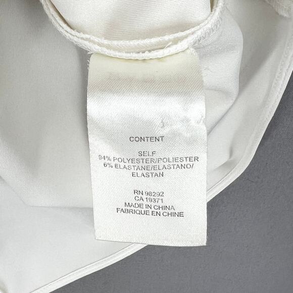 TIBI Ruffle Bell Sleeve Top Womens 4 Off White Chalky Drape Crew Neck Blouse - Picture 11 of 14